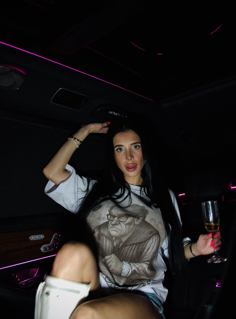 Model wearing The Convict Tee