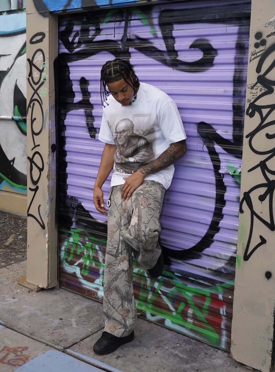 Model wearing The Convict Tee